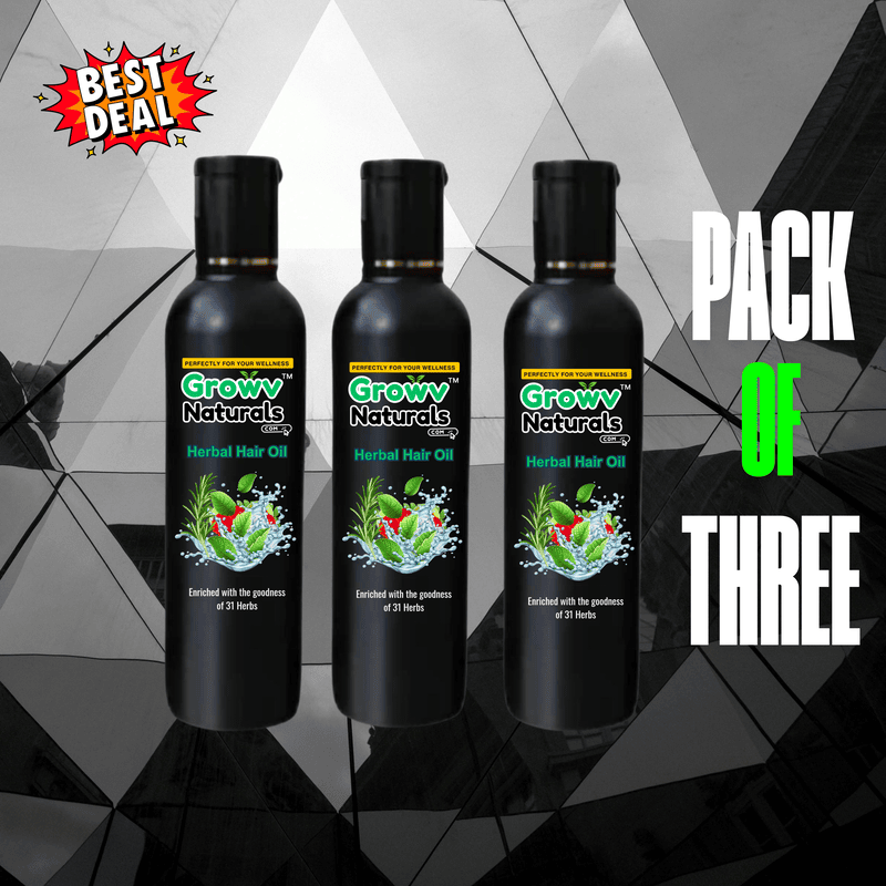 Copy of Growv Naturals Unisex Herbal Hair Oil 100ml (Pack of 3) | 100% Natural & Chemical-Free |