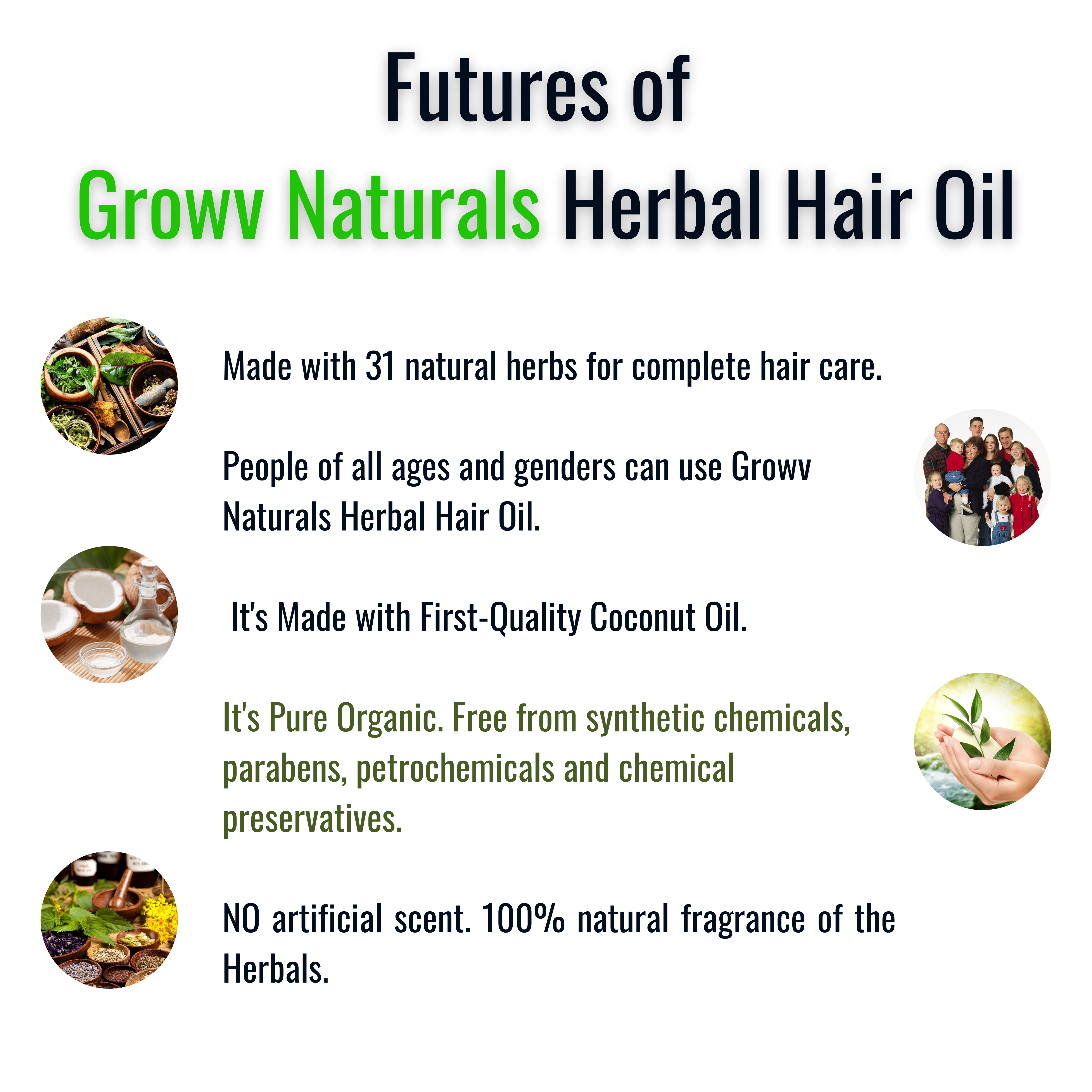 Growv Naturals Unisex Herbal Hair Oil 100ml | 100% Natural & Chemical-Free |